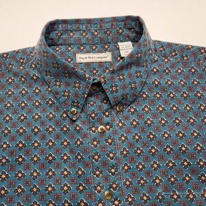 Vintage Bugle Boy Mens Shirt Button Up XXL Geometric All Over Print Short Sleeve